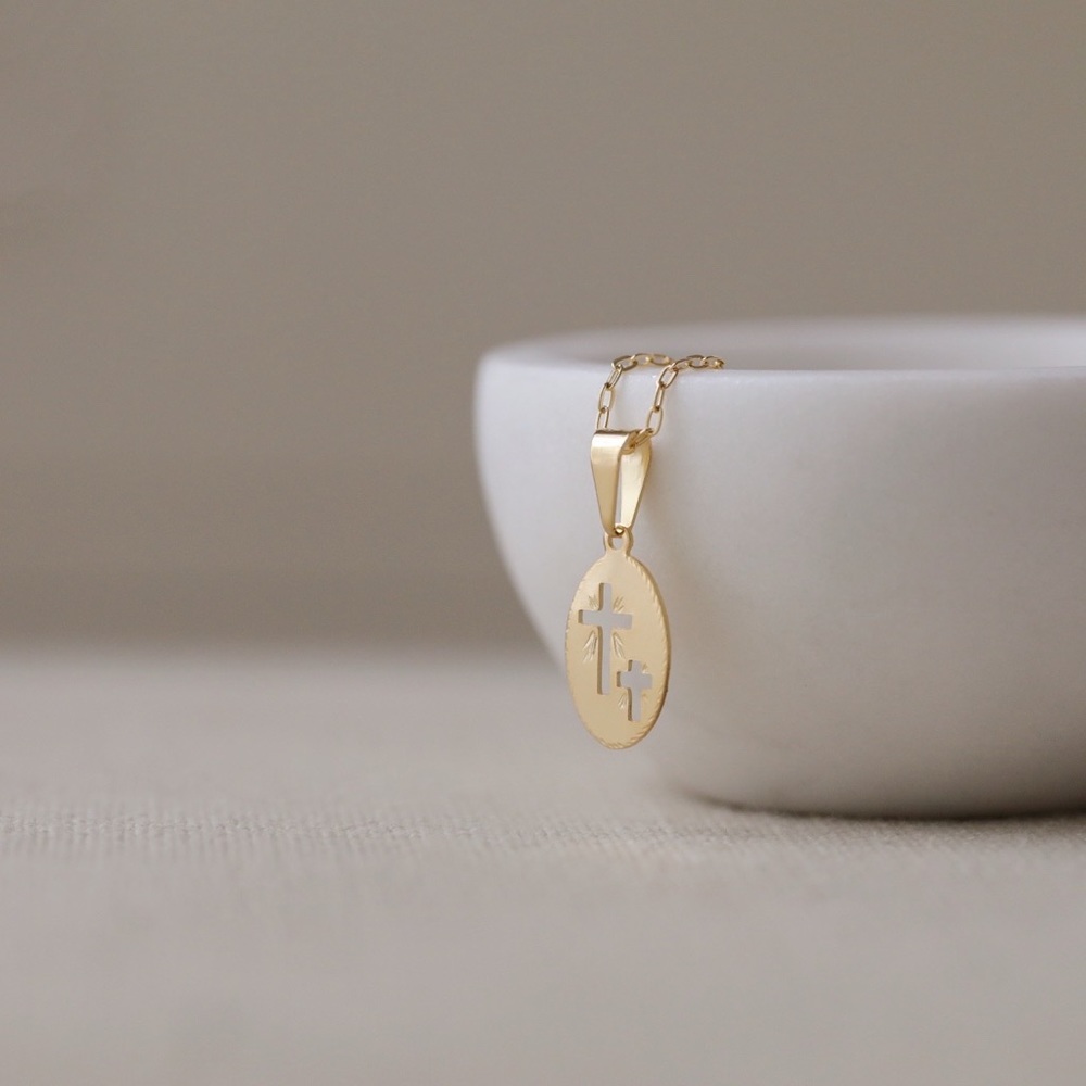 Dainty Cross Necklace | 18k Gold Filled - Picture 6 of 9